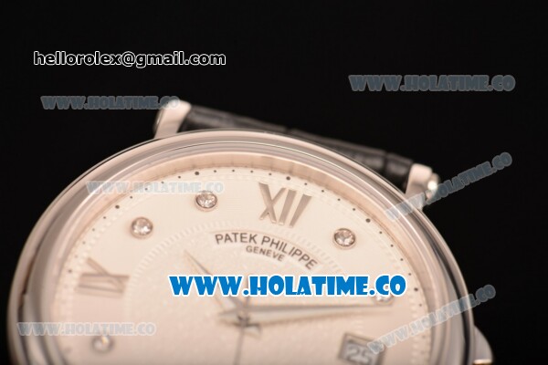Patek Philippe Calatrava Swiss ETA 2824 Automatic Steel Case with Roman Numeral/Diamonds Markers and White Dial - Click Image to Close